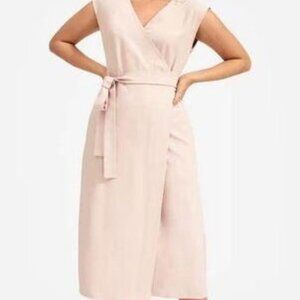 Everlane The Japanese GoWeave Short Sleeve Wrap Midi Dress in Rose Size 10